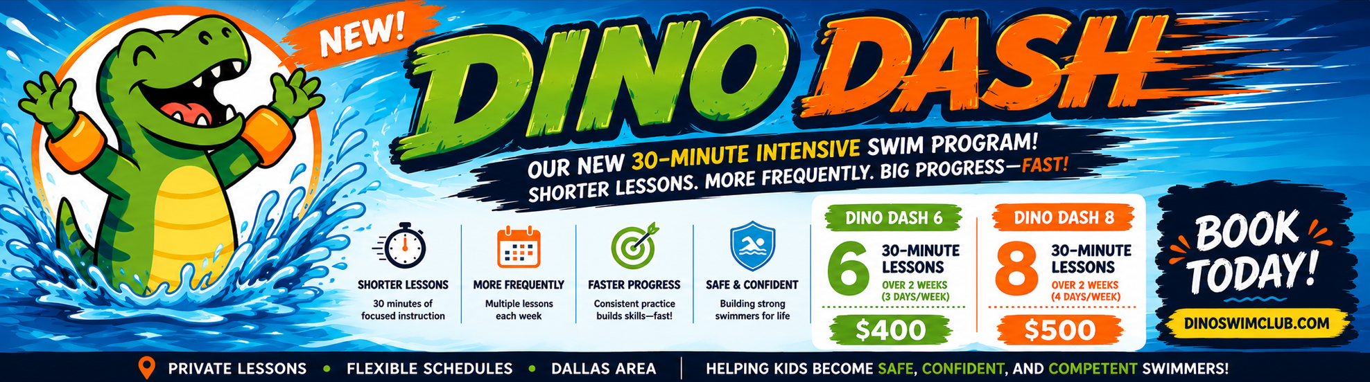 Dino Dash 30-minute intensive swim program